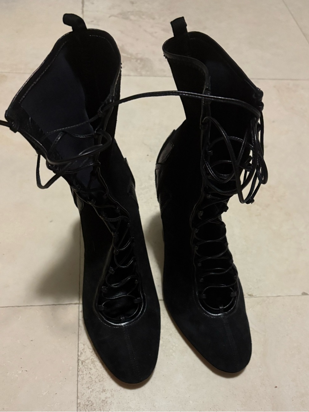 Vero Cuoio Black Lace-Up High-Heel Boots